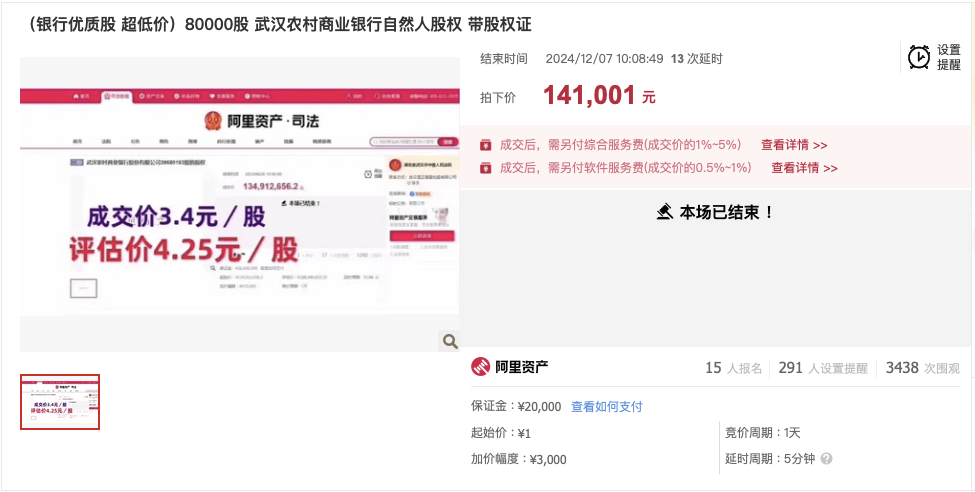 武汉农商行8万股1元起拍：真实性成疑<strong></p>
<p>祥云币</strong>，内部人加价，外部人难捡漏？
