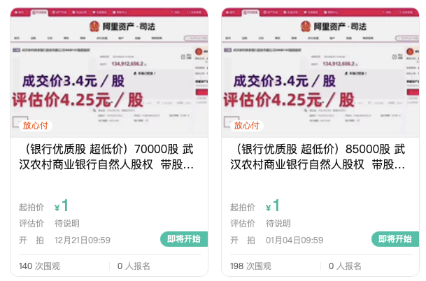 武汉农商行8万股1元起拍：真实性成疑<strong></p>
<p>祥云币</strong>，内部人加价，外部人难捡漏？