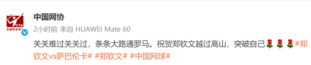 生涯首胜萨巴伦卡<strong></p>
<p>币链江湖</strong>，郑钦文赛后发博：山海皆可平，半决赛对阵高芙，再迎复仇之战