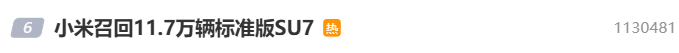 小米汽车回应“召回11.7万辆SU7”：不更换零件<strong></p>
<p>炒币大神</strong>，意在提升辅助驾驶功能可靠性