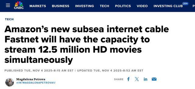 亚马逊启动Fastnet跨大西洋海底光缆项目<strong></p>
<p>微爱农场彩虹币</strong>，每秒可传1250万部高清电影